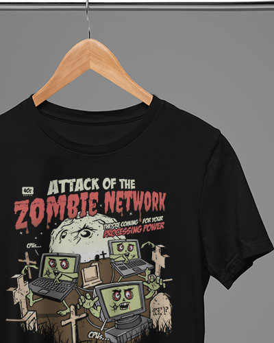 attack of the zombie network t-shirt