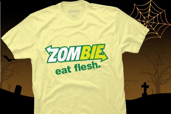 Zombies. Eat Flesh. Subway Parody T-shirt. Funny Zombie T-shirt