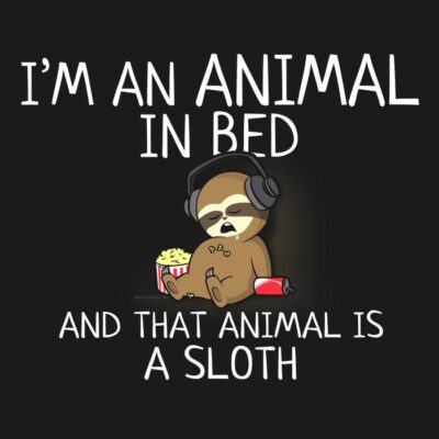 animal in bed a sloth funny t-shirt