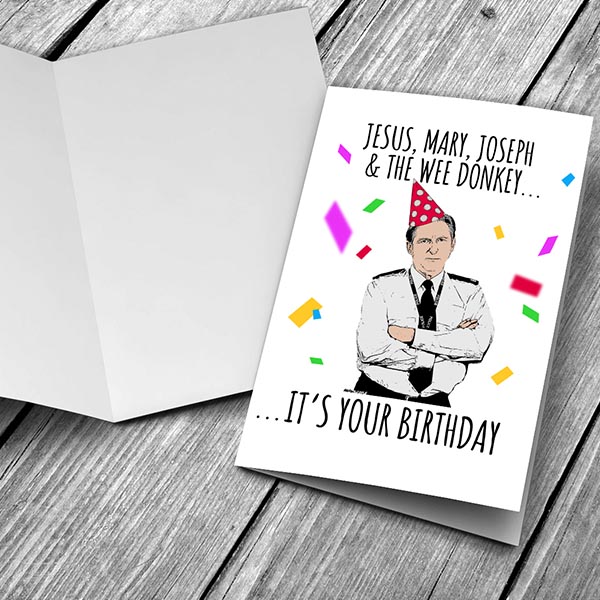 Funny LOD card LOD14 Fathers day card Mother Of God Line OF Duty Fathers Day Card Jesus Mary and Joseph and the wee donkey