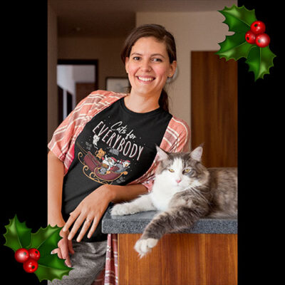 funny christmas cat t-shirt
