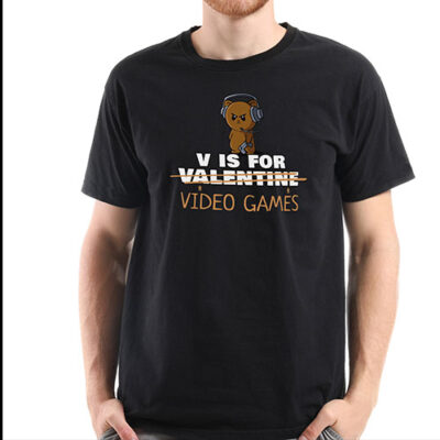 v is for video games valentine t-shirt