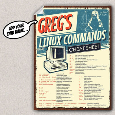 funny linux commands cheat sheet poster