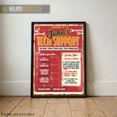 retro tech support poster