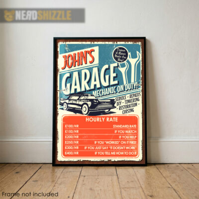 retro workshop garage poster