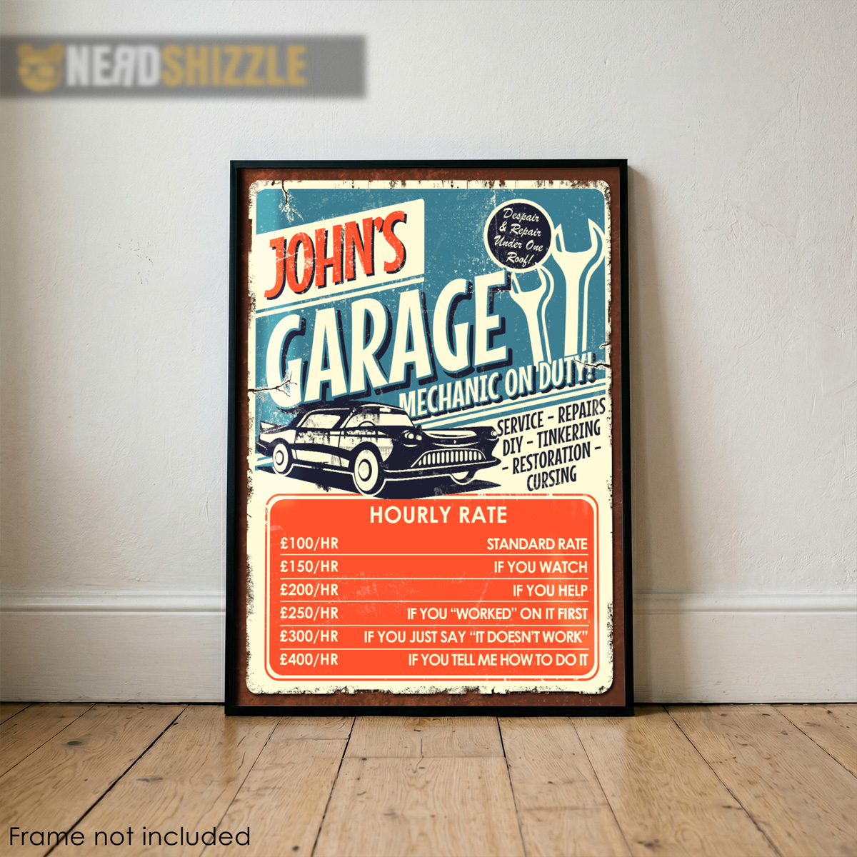 retro workshop garage poster