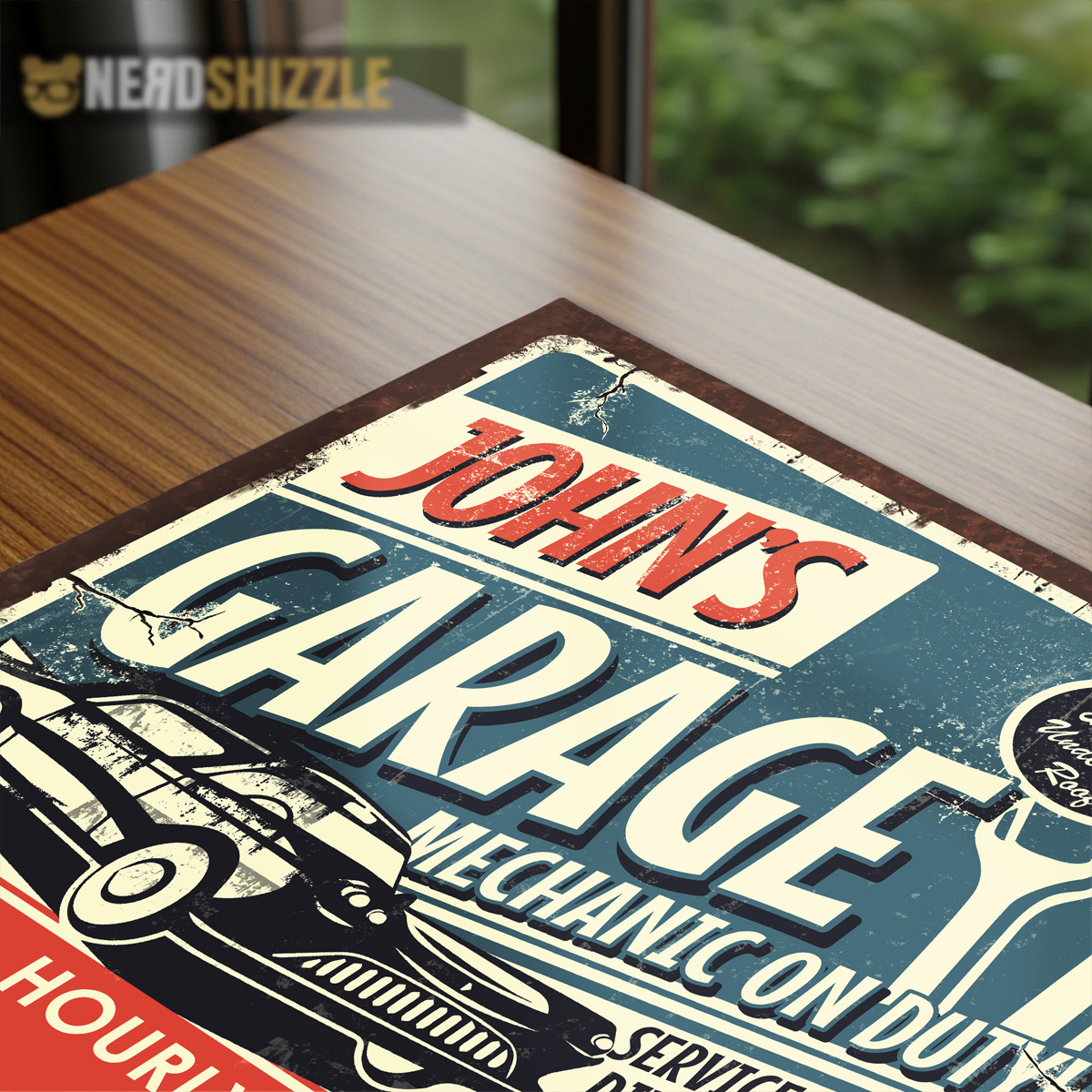 retro workshop garage poster
