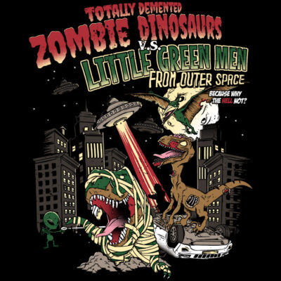 dinosaur vs aliens halloween t-shirt