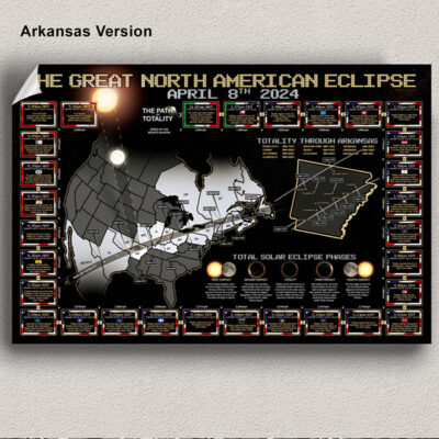 total solar eclipse 2024 arkansas information guide poster