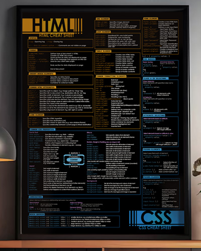 HTML and CSS cheat sheet poster