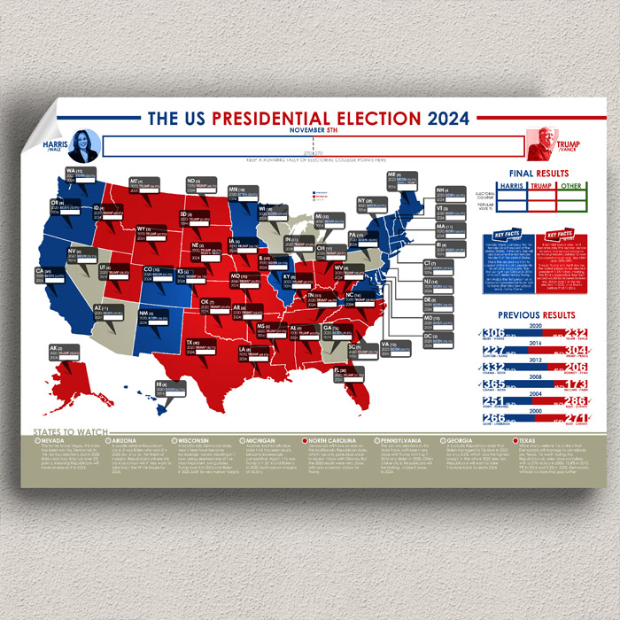 US Presidential Election 2024 Wall Chart Fill In The Electoral