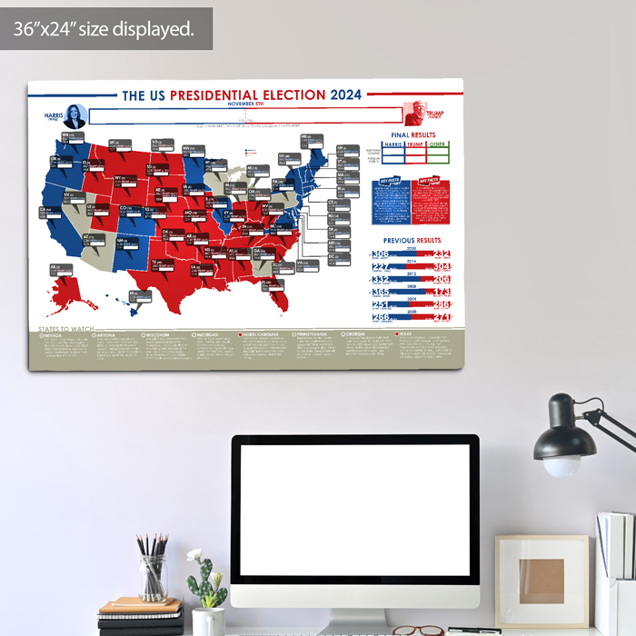 US Presidential Election 2024 Wall Chart Fill In The Electoral