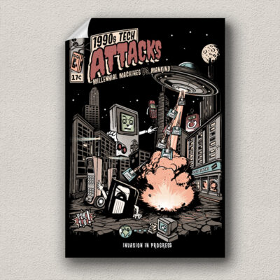 1990s Attacks Retro Poster Print
