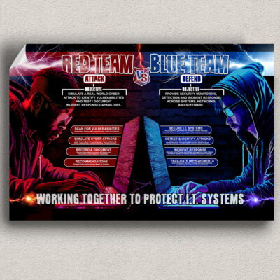 red team vs blue team cybersecurity poster